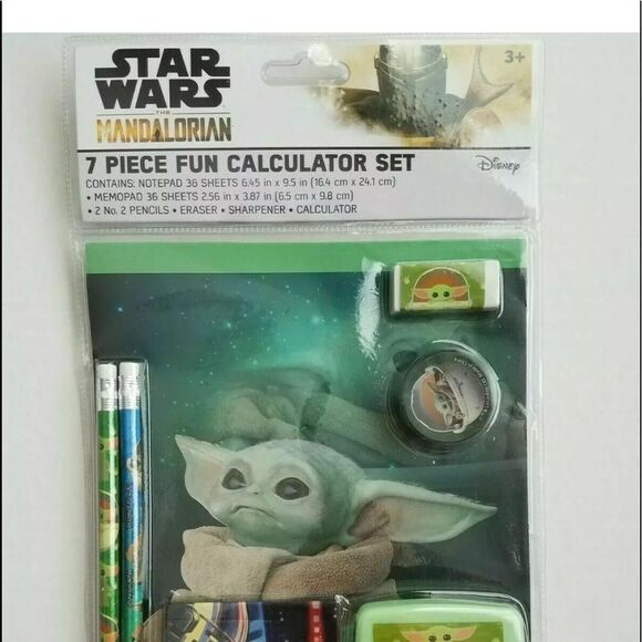 Disney Star Wars The Mandalorian 7 Piece Fun Calculator Set The Child Baby Yoda - Picture 2 of 5